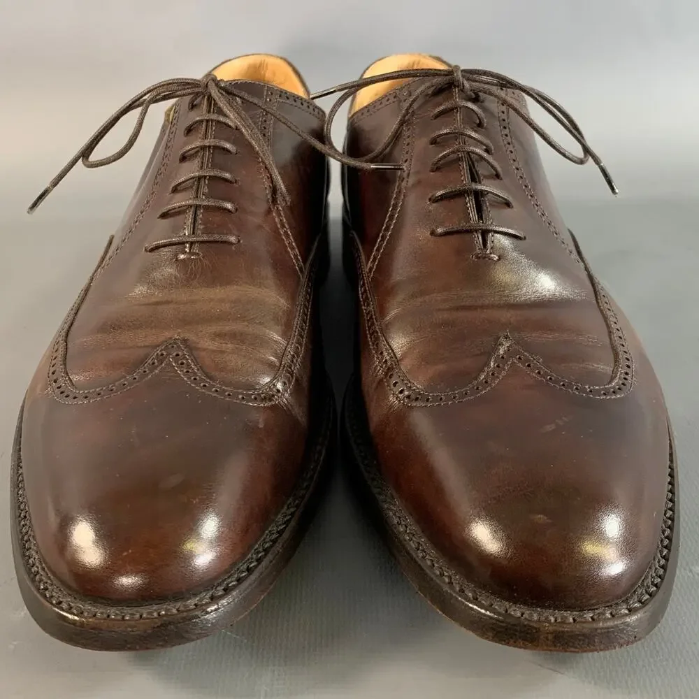 GRAVATI Size 9.5 Brown Wingtip Leather Oxford Lace Up Shoes